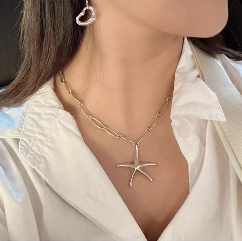 Tiffany蒂芙尼 Elas Peretti設計師款 鏤空鍊子大海星項鍊-7
