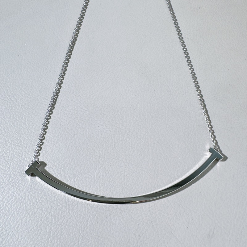 Tiffany 蒂芙尼 18k 白金大號寬版笑臉項鍊-4