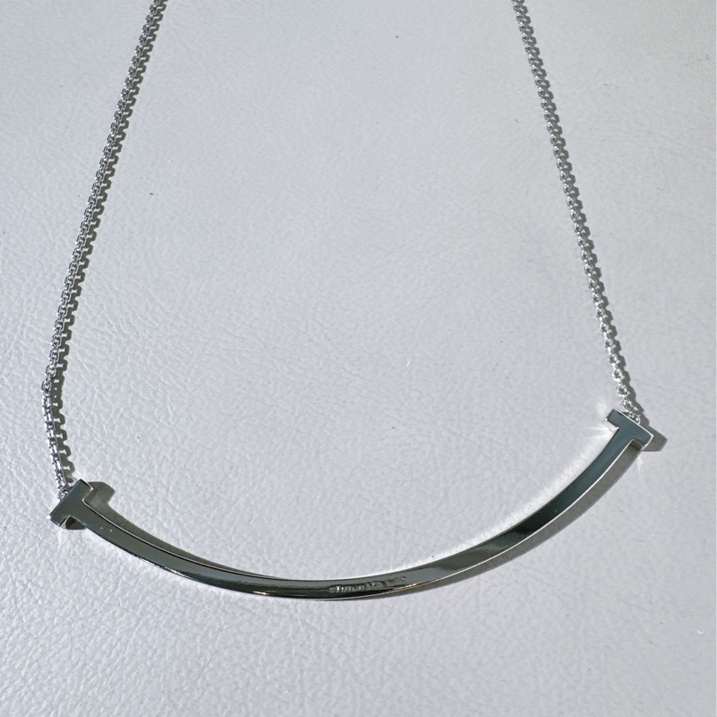 Tiffany 蒂芙尼 18k 白金大號寬版笑臉項鍊-5