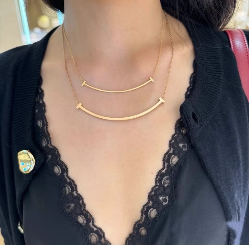 Tiffany 蒂芙尼 18k 白金大號寬版笑臉項鍊-6