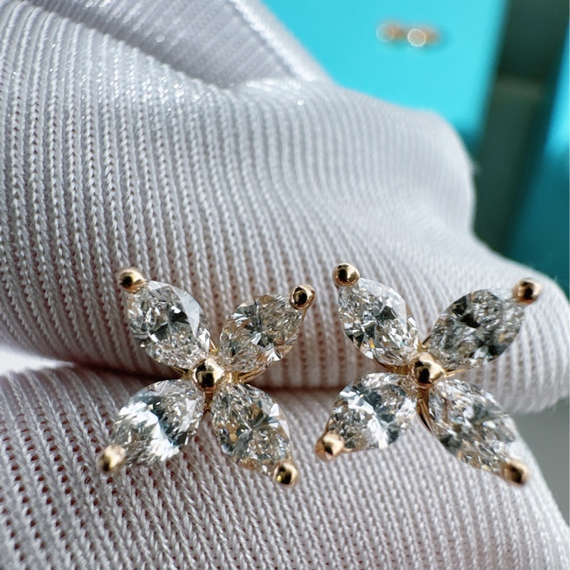 Tiffany & Co. Victoria系列 18K玫瑰金滿鑽小號耳環-6