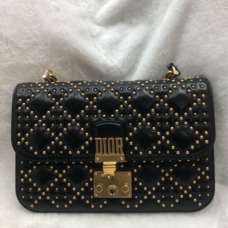 Dior 黑金菱格鏈條 羊皮 手袋 XC308-1