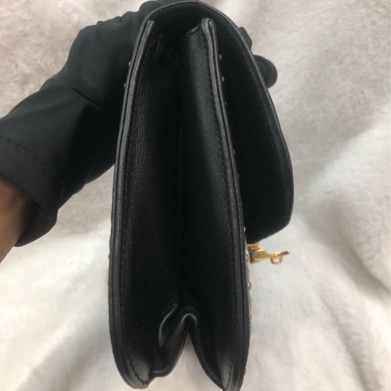 Dior 黑金菱格鏈條 羊皮 手袋 XC308-3
