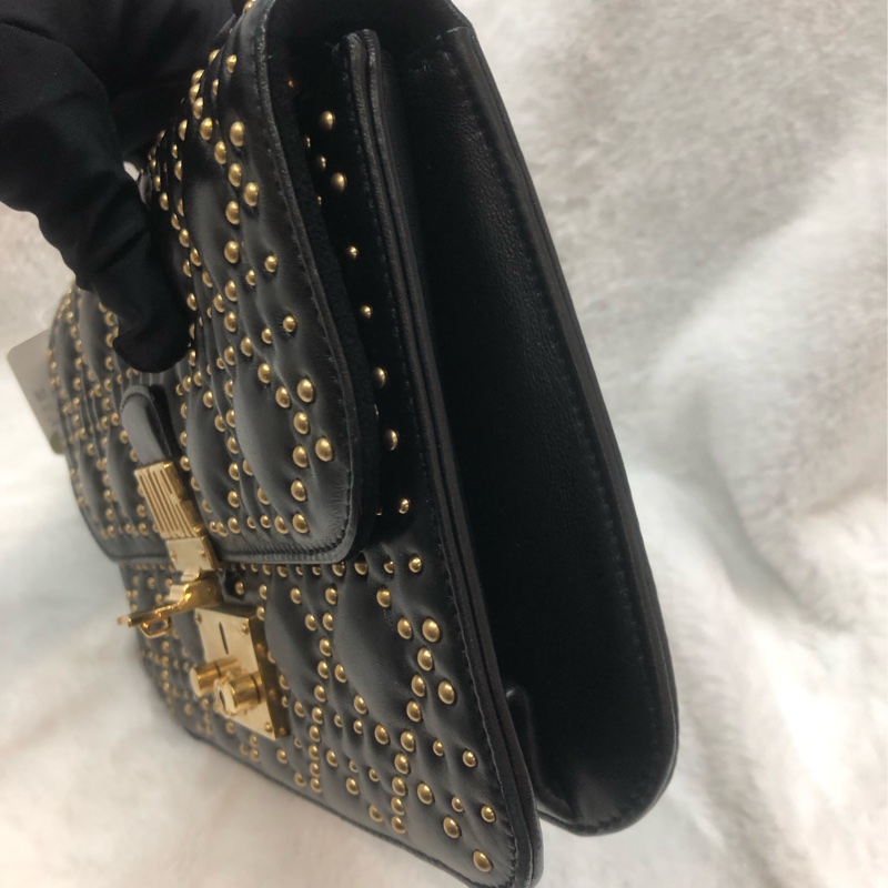 Dior 黑金菱格鏈條 羊皮 手袋 XC308-4
