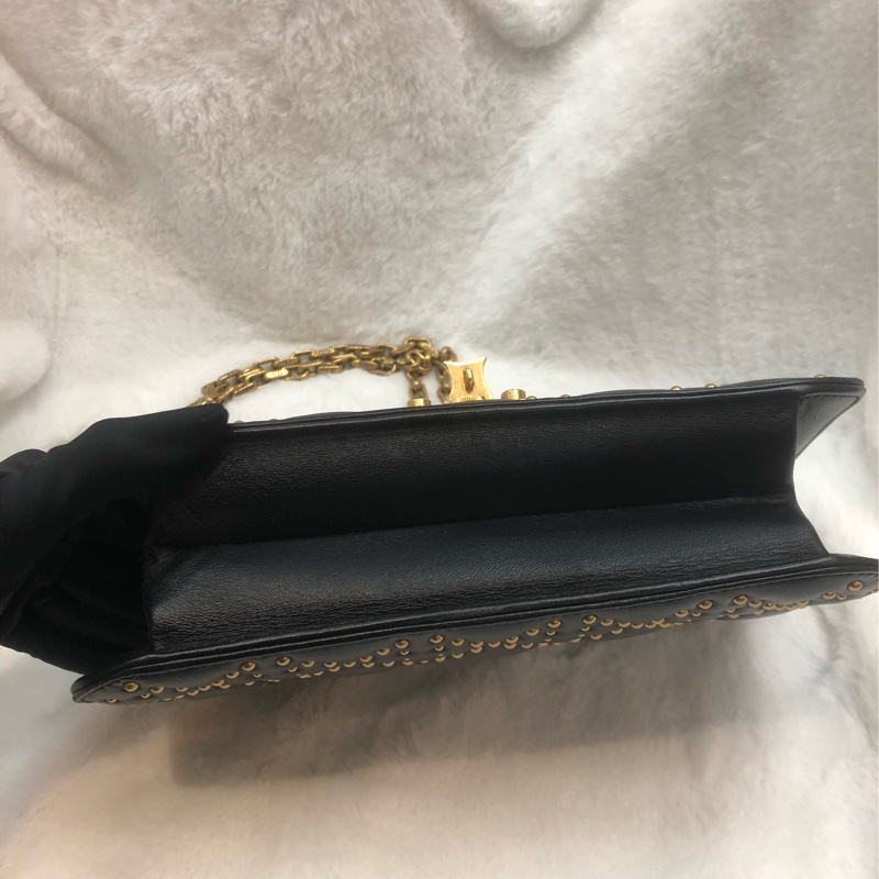 Dior 黑金菱格鏈條 羊皮 手袋 XC308-5