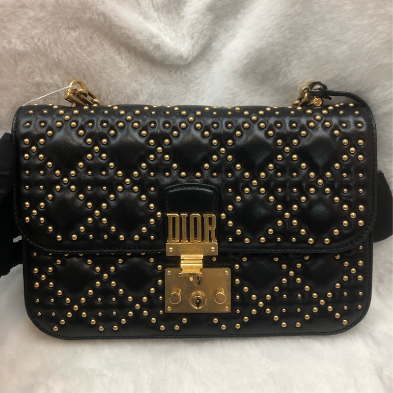 Dior 黑金菱格鏈條 羊皮 手袋 XC308-7