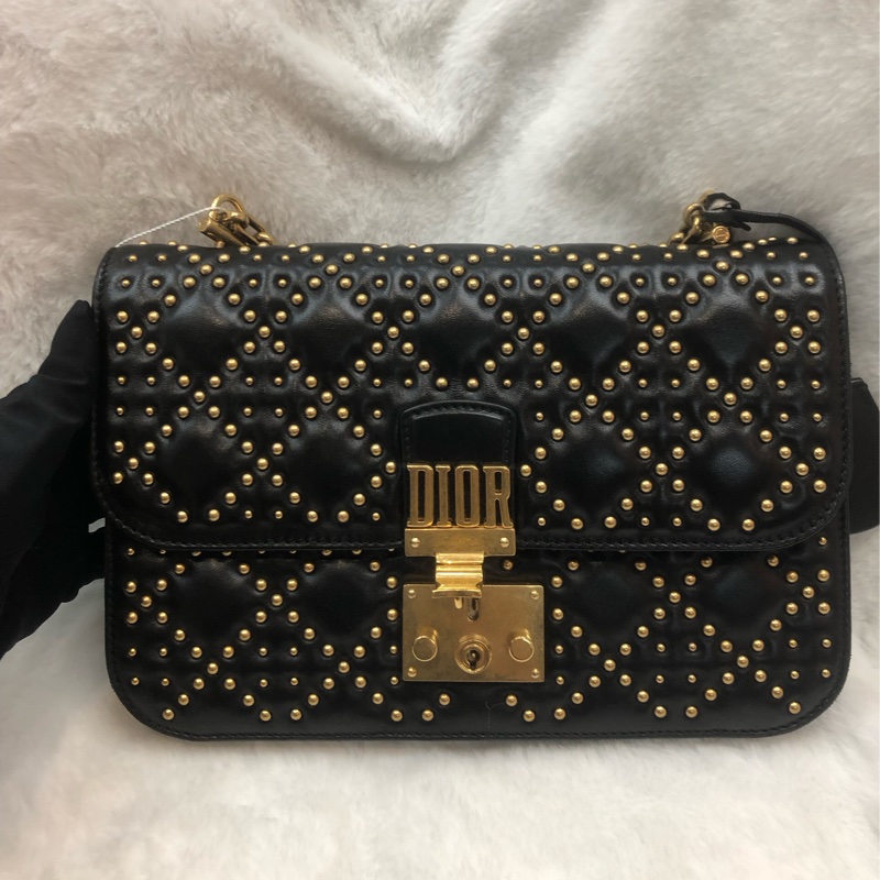 Dior 黑金菱格鏈條 羊皮 手袋 XC308-8