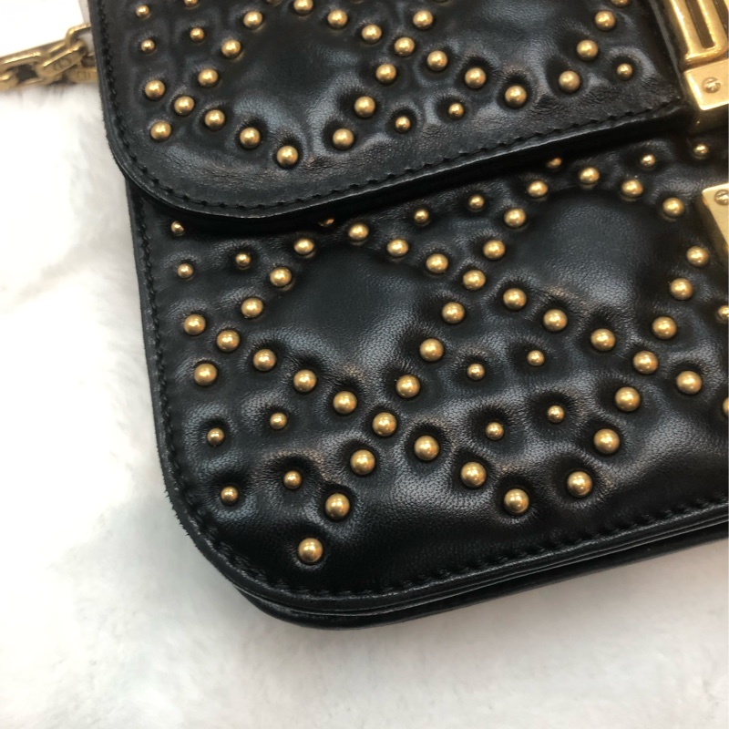 Dior 黑金菱格鏈條 羊皮 手袋 XC308-10