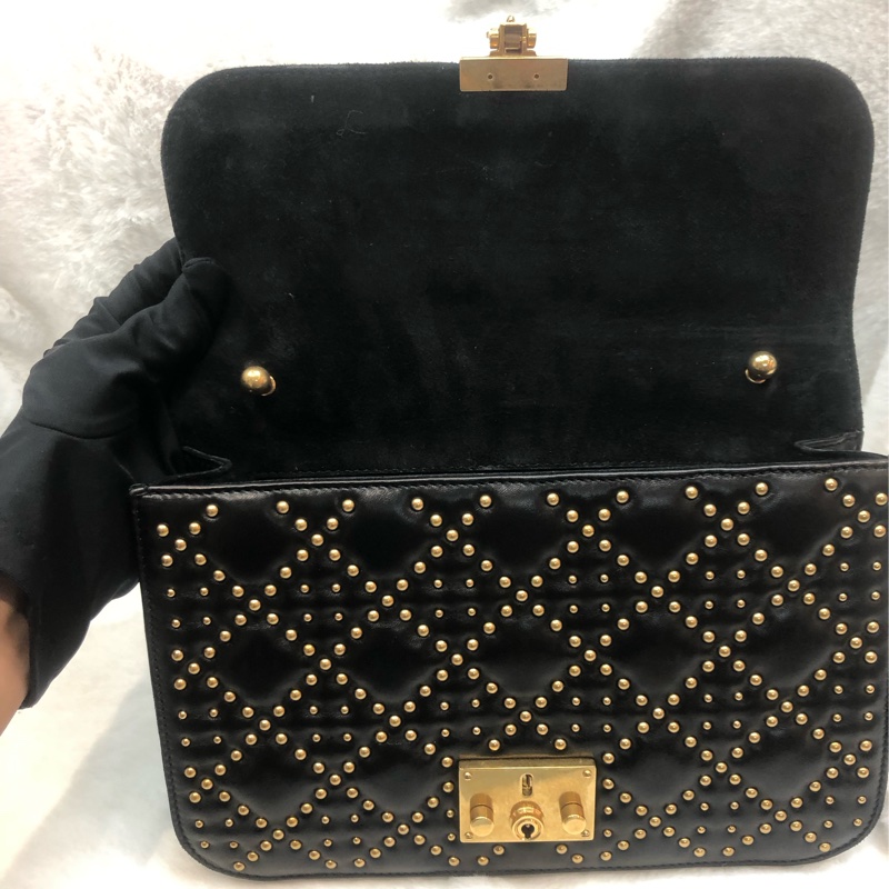Dior 黑金菱格鏈條 羊皮 手袋 XC308-19