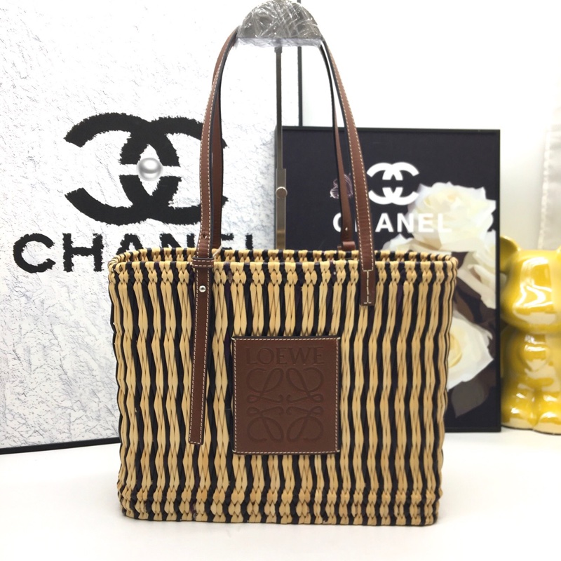 LOEWE羅意威草編菜籃子托特手提單肩包 無附件,尺寸:30*24*11-0