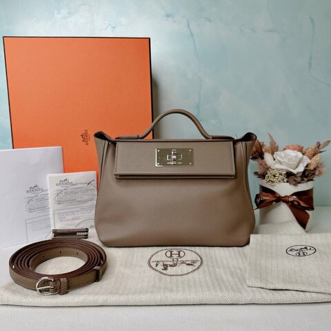 HERMES 銀扣大象灰2424 Mini