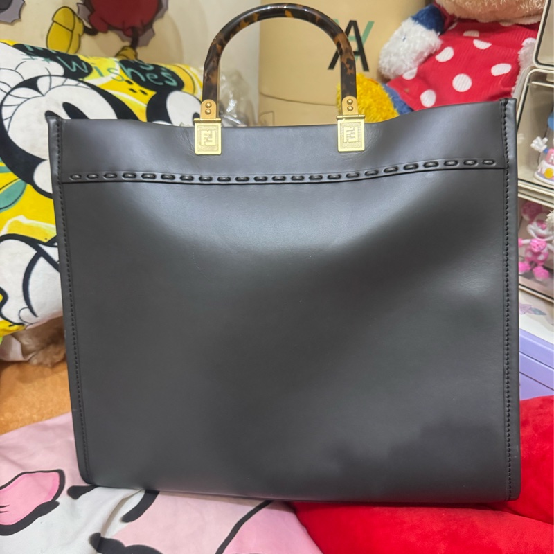 FENDI Sunshine 鴿灰色皮革與錦蛇皮手提袋-5