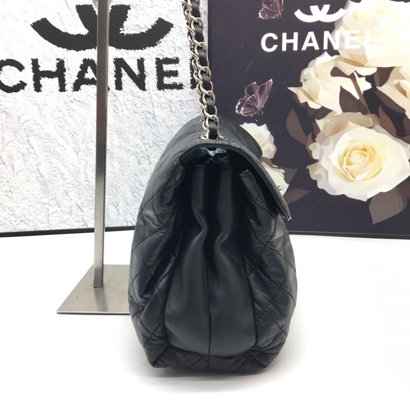CHANEL香奈兒黑銀色經典機場包 鐳射20開，尺寸：30*19*11，-2