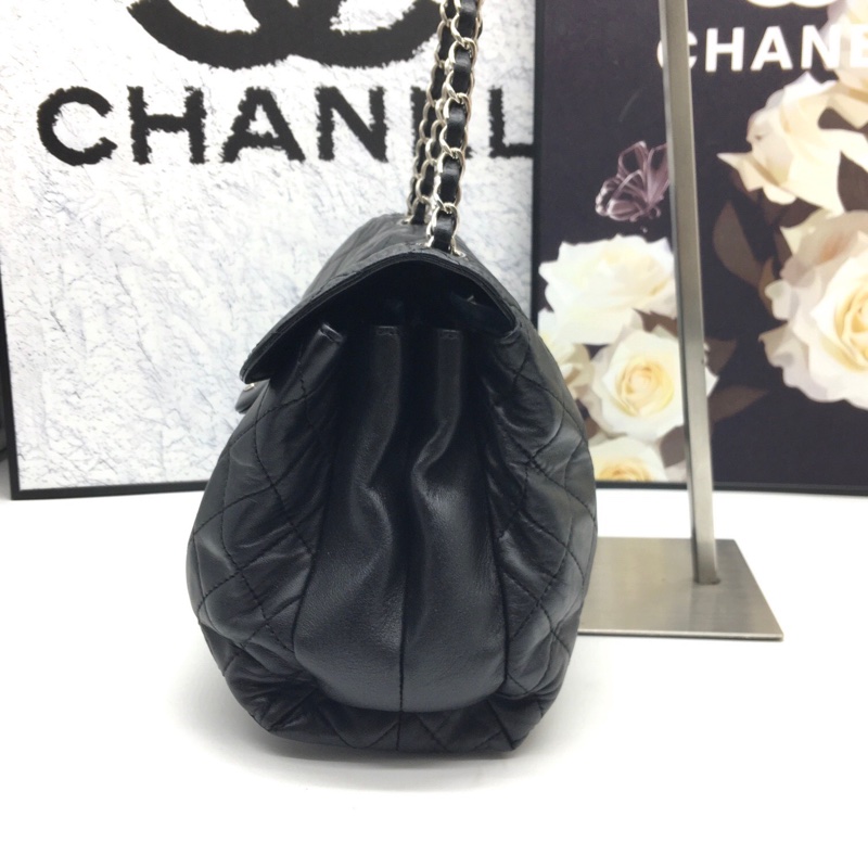 CHANEL香奈兒黑銀色經典機場包 鐳射20開，尺寸：30*19*11，-3