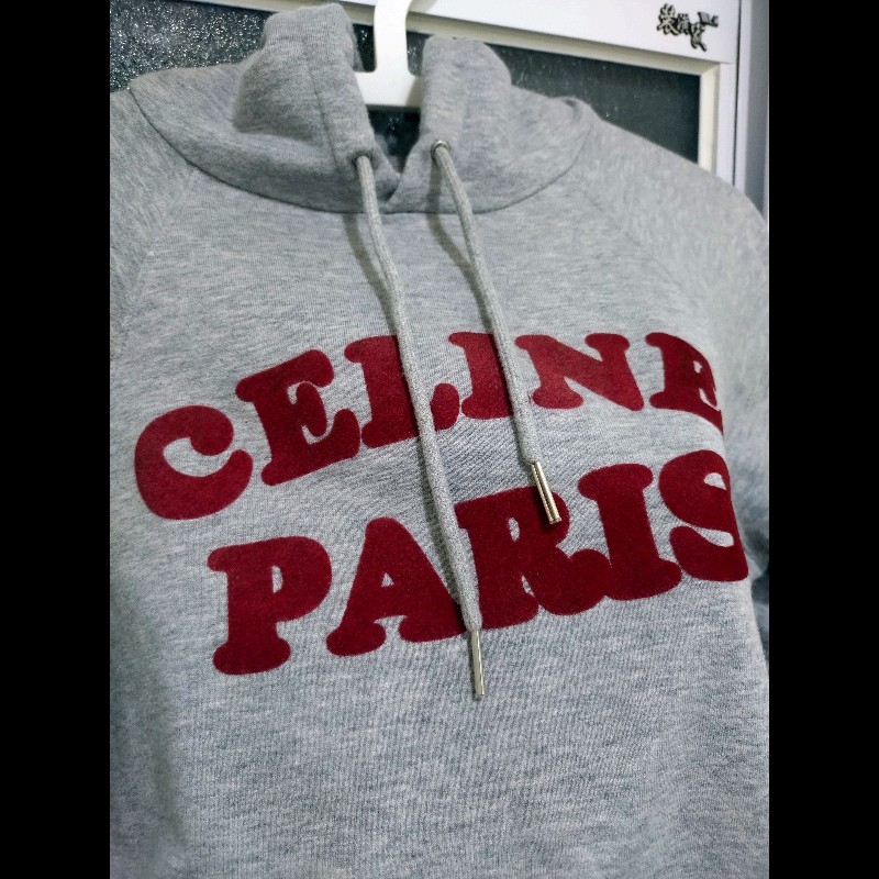 Celine 灰色字母帽T 上衣-4