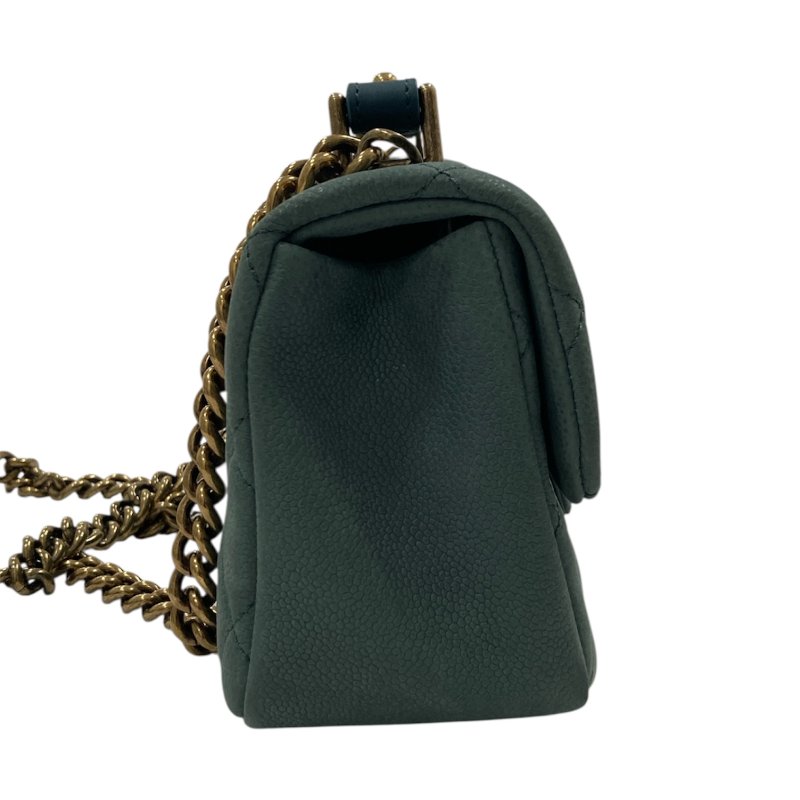 CHANEL 香奈兒 A67622 2013C Crown Flap CC Crown 系列  肩背包 荔枝牛皮 綠色 金釦-3