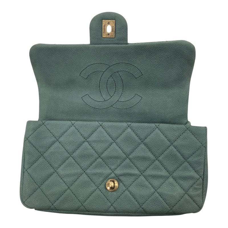 CHANEL 香奈兒 A67622 2013C Crown Flap CC Crown 系列  肩背包 荔枝牛皮 綠色 金釦-6