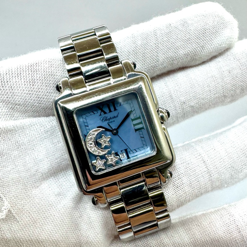 CHOPARD Happy Sport 27/8893 方形珍珠母貝面盤 4鑽 石英女錶 無電池-0
