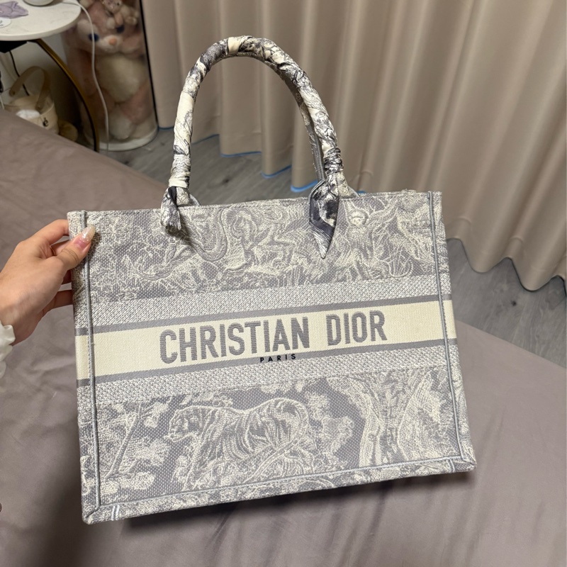 Dior灰色動物園book tote中號-7