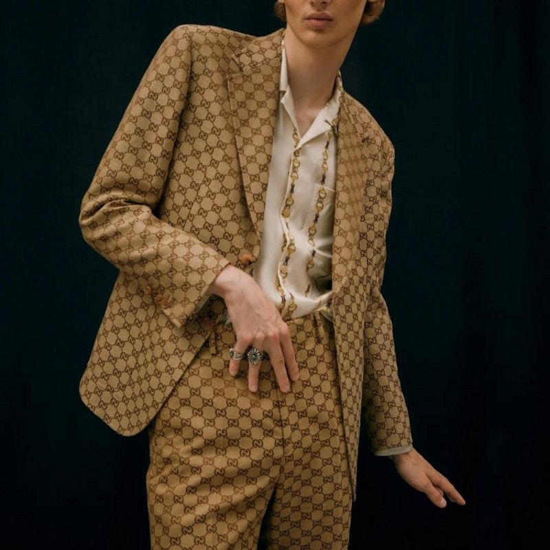 💎Han's house精品服飾💎 GUCCI 滿版 老花 西裝 現貨M 原價90000-8