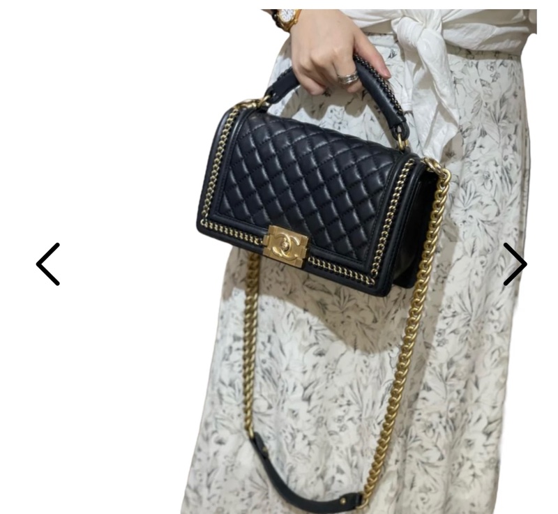 CHANEL Old Medium Boy 25 cm 頂部提手小牛皮 黑色 金、釦錬-22