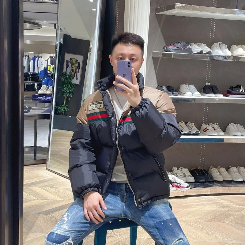 💎Han's house精品服飾💎GUCCI 綠紅線條 羽絨 外套 現貨46 原價 95000-4