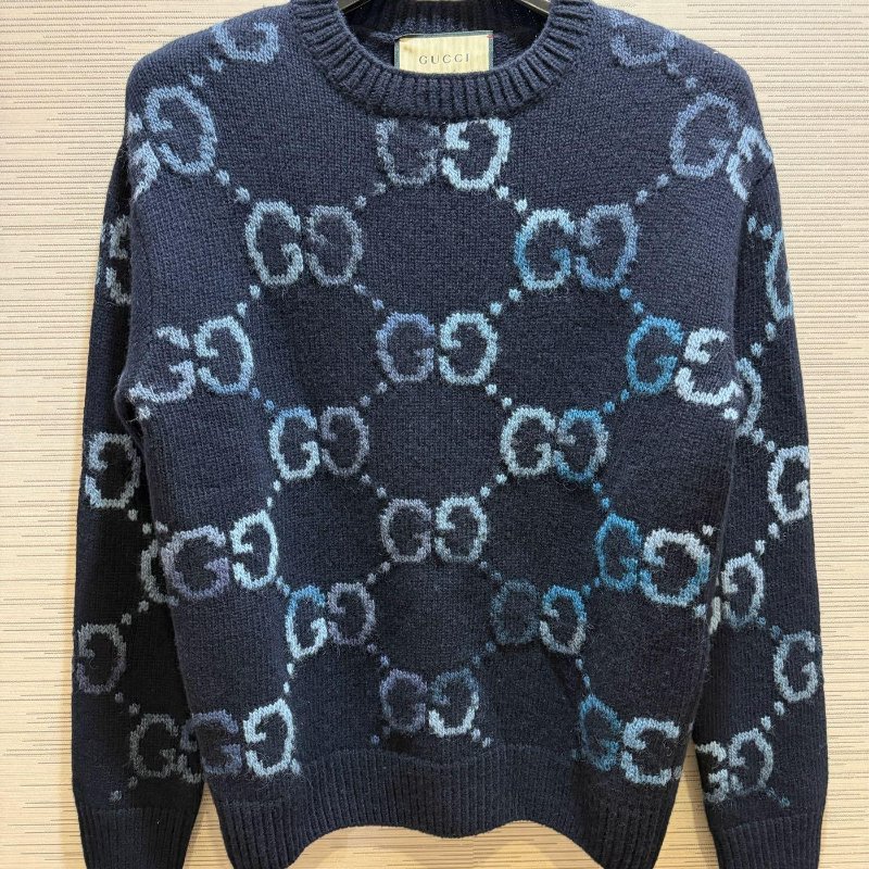 💎Han's house精品服飾💎GUCCI 滿版 漸層 GG 針織 羊毛 毛衣 ‎‎現貨 XS ～ S 原價51100-1