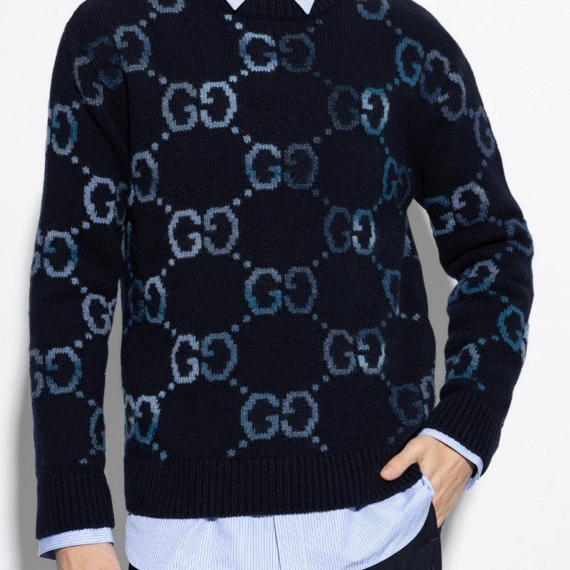 💎Han's house精品服飾💎GUCCI 滿版 漸層 GG 針織 羊毛 毛衣 ‎‎現貨 XS ～ S 原價51100-2
