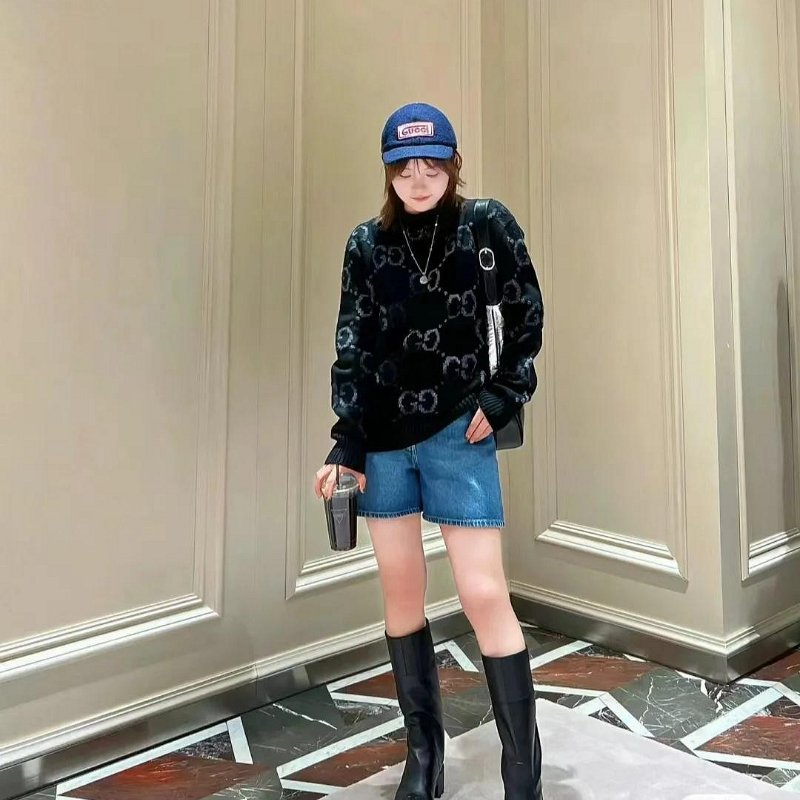 💎Han's house精品服飾💎GUCCI 滿版 漸層 GG 針織 羊毛 毛衣 ‎‎現貨 XS ～ S 原價51100-5