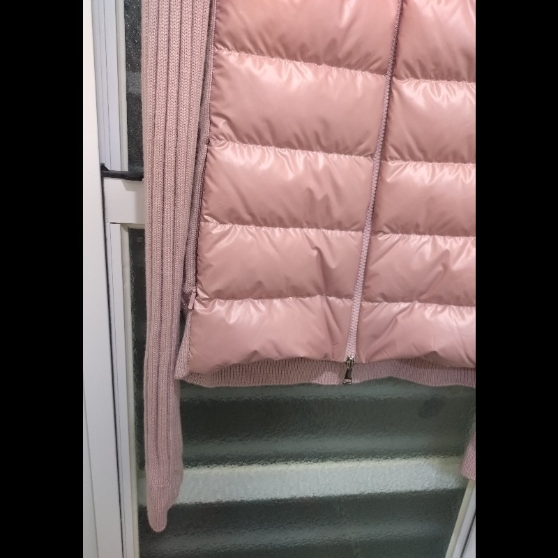 Moncler 粉色羽絨拼毛線針織外套-2