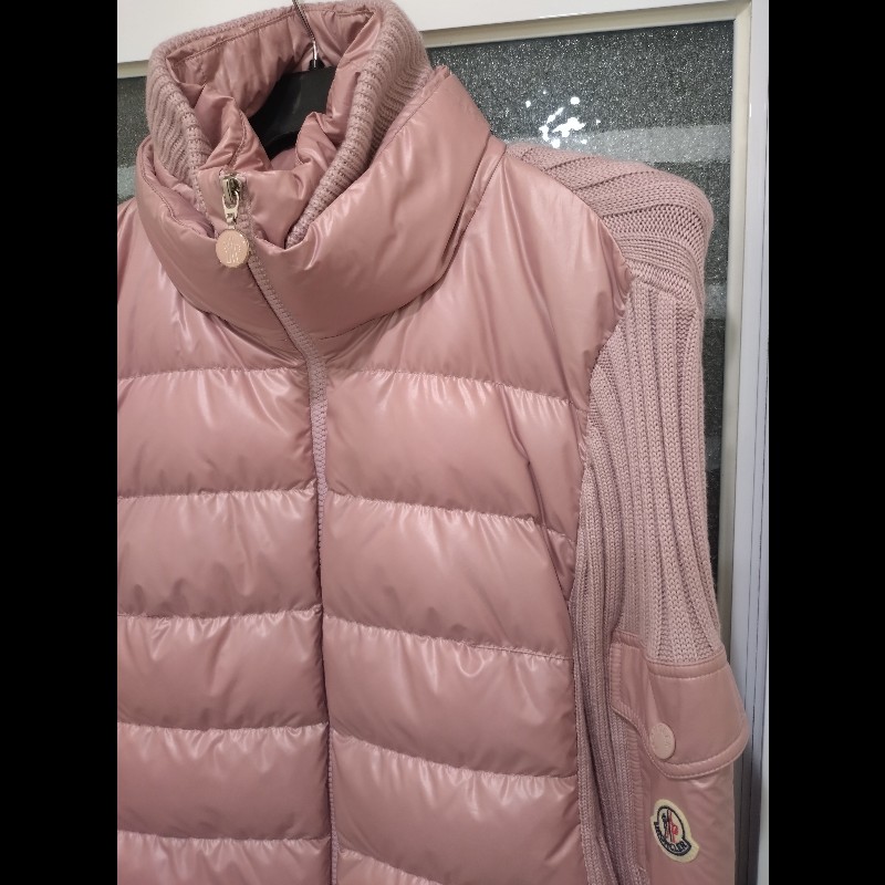 Moncler 粉色羽絨拼毛線針織外套-3