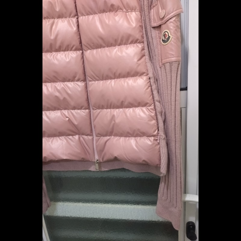 Moncler 粉色羽絨拼毛線針織外套-4