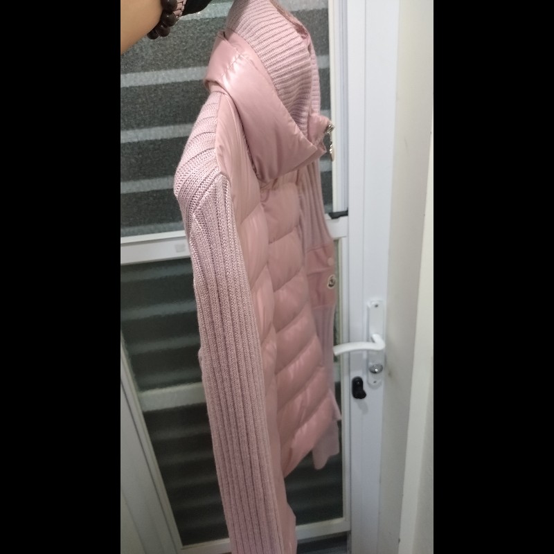 Moncler 粉色羽絨拼毛線針織外套-6