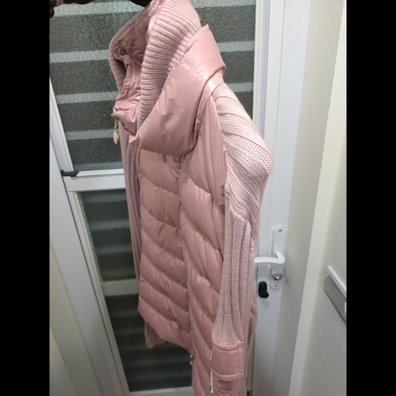Moncler 粉色羽絨拼毛線針織外套-7