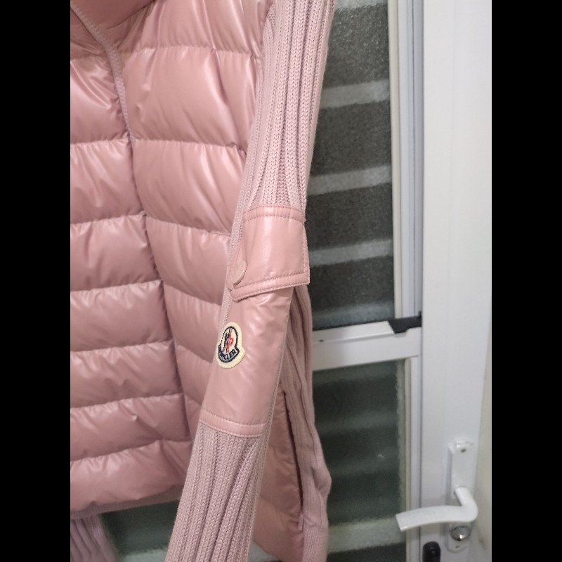 Moncler 粉色羽絨拼毛線針織外套-8
