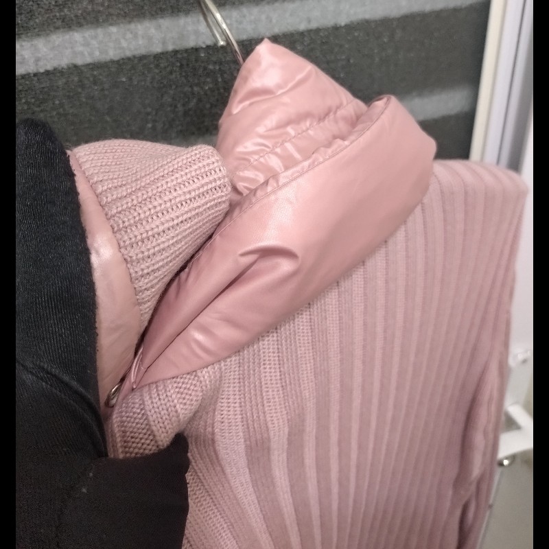 Moncler 粉色羽絨拼毛線針織外套-9