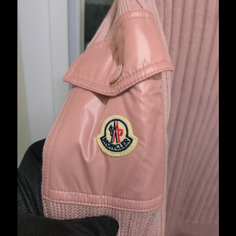 Moncler 粉色羽絨拼毛線針織外套-13