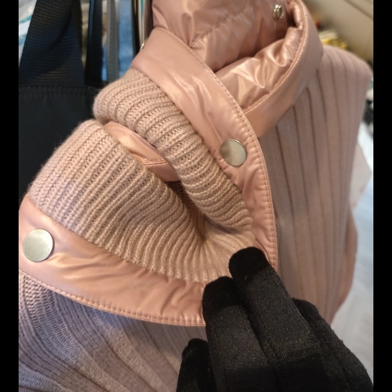 Moncler 粉色羽絨拼毛線針織外套-14