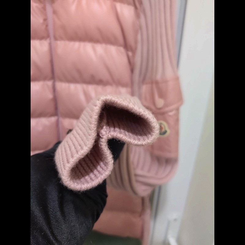 Moncler 粉色羽絨拼毛線針織外套-15