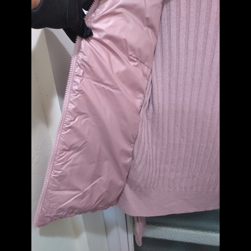 Moncler 粉色羽絨拼毛線針織外套-17