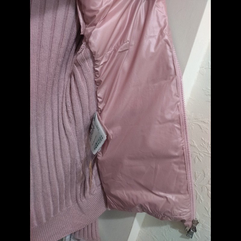 Moncler 粉色羽絨拼毛線針織外套-18