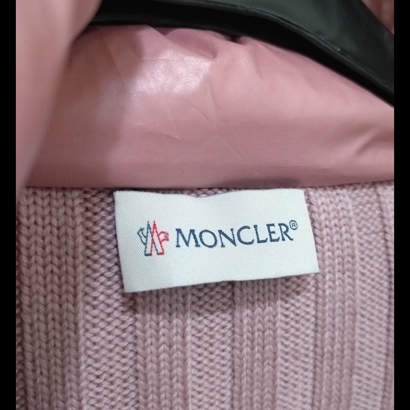 Moncler 粉色羽絨拼毛線針織外套-19