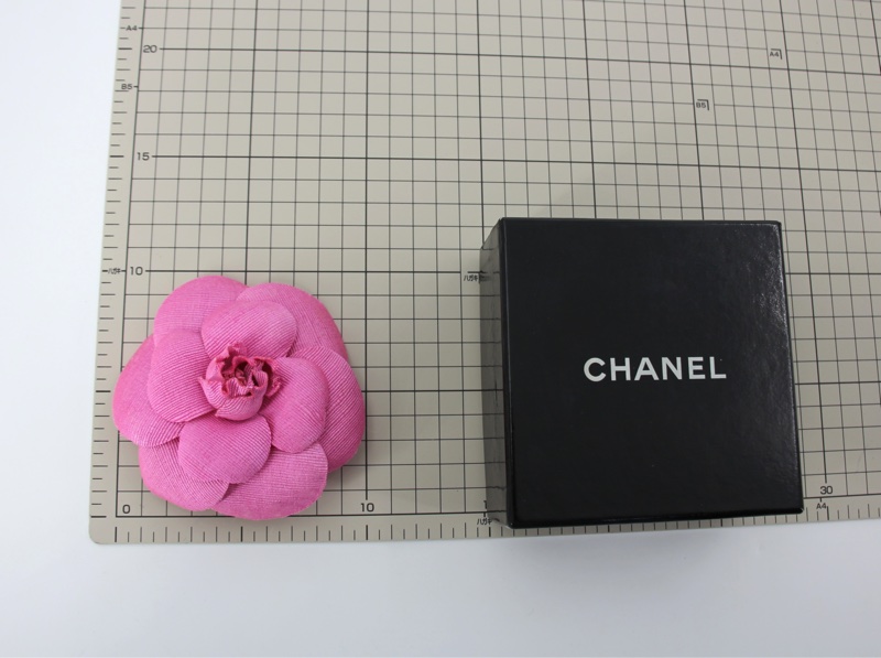 Chanel Vintage 81-85 帆布桃紅色山茶花胸針-14