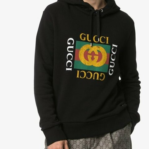 💎Han's house精品服飾💎GUCCI 復古 LOGO 連帽衛衣 大學T 現貨 XL