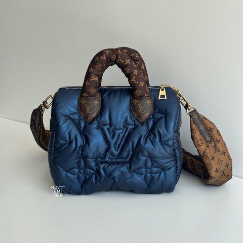 99新🆕 Louis Vuitton LV 路易威登 Bandoulière Speedy 25 炫藍色老花背帶