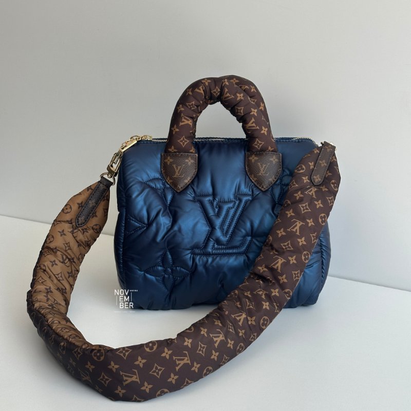 99新🆕 Louis Vuitton LV 路易威登 Bandoulière Speedy 25 炫藍色老花背帶-2