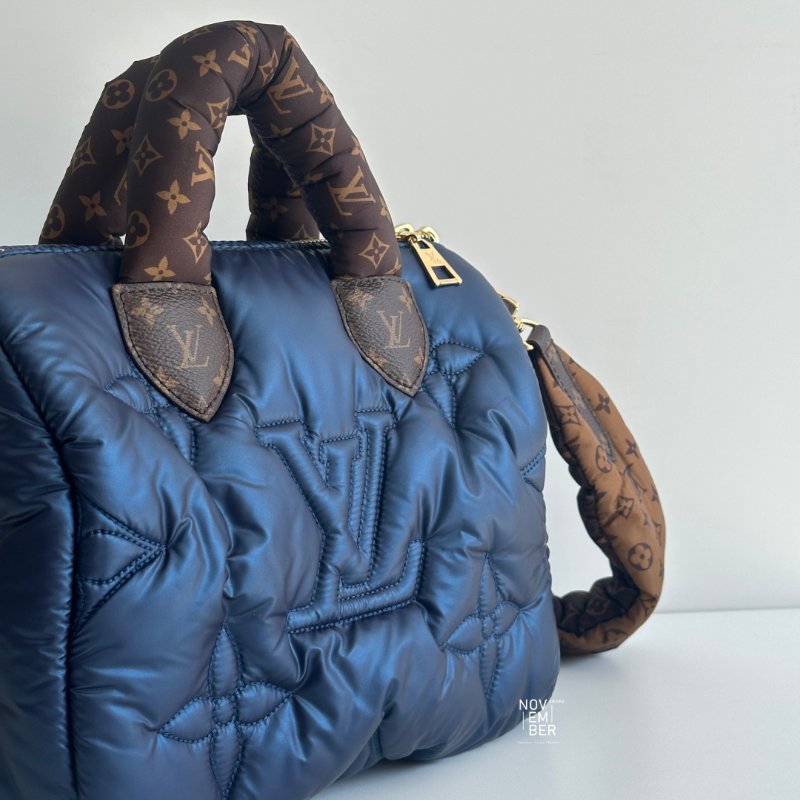 99新🆕 Louis Vuitton LV 路易威登 Bandoulière Speedy 25 炫藍色老花背帶-3