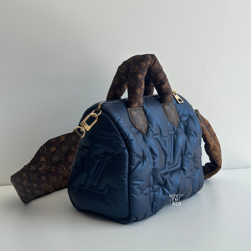 99新🆕 Louis Vuitton LV 路易威登 Bandoulière Speedy 25 炫藍色老花背帶-6