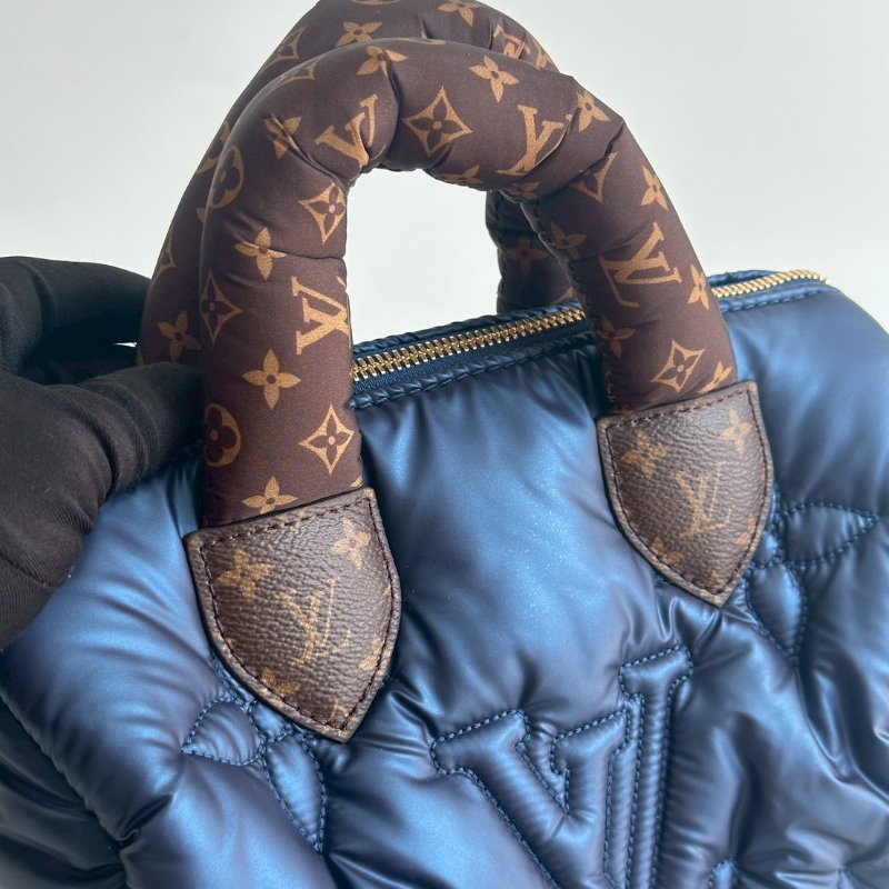 99新🆕 Louis Vuitton LV 路易威登 Bandoulière Speedy 25 炫藍色老花背帶-8