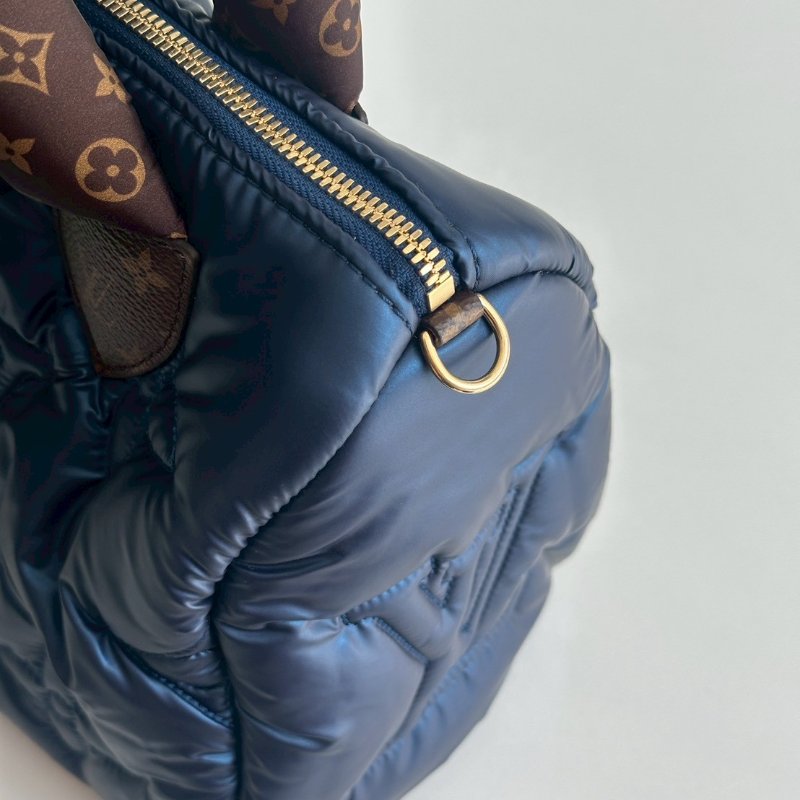 99新🆕 Louis Vuitton LV 路易威登 Bandoulière Speedy 25 炫藍色老花背帶-12